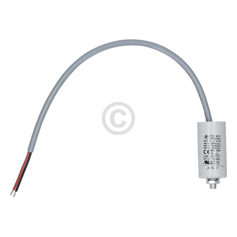 Kondensator 5µF 400V HYDRA MSB MKP 5/400II/9999 UI mit Anschlusskabel Befestigungsschraube