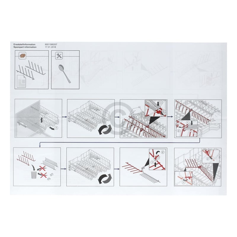 Oberkorbeinsätze SIEMENS 12004141 Stachelreihen für Teller hinten in Geschirrspüler