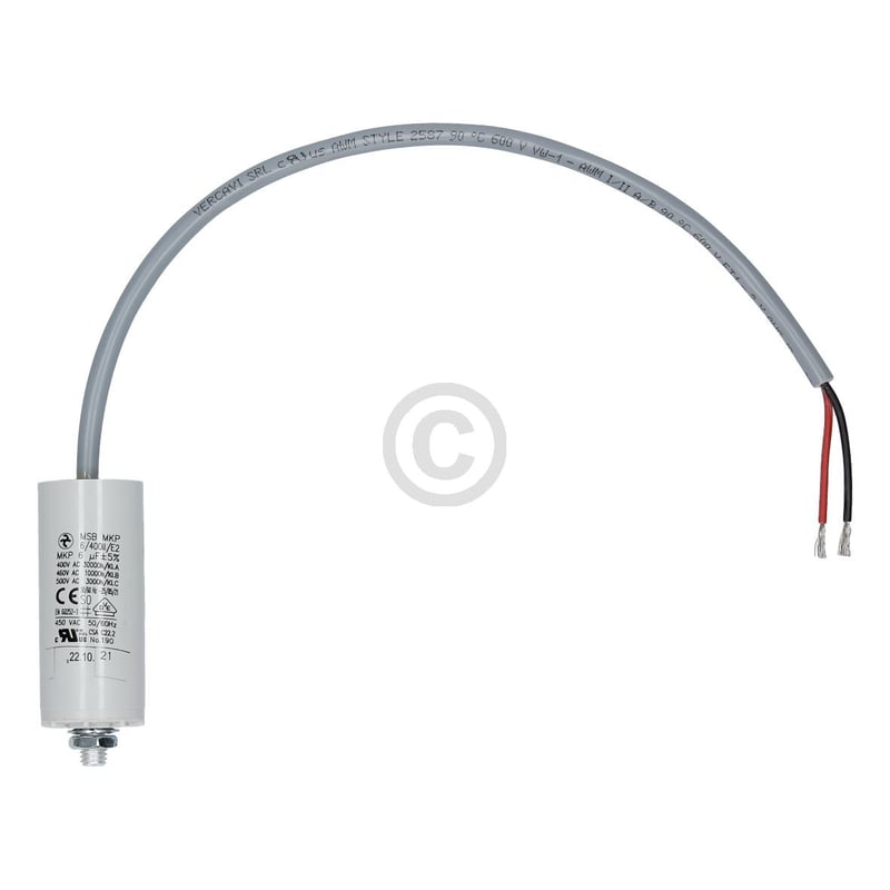 Kondensator 6µF 400V HYDRA MSB MKP 6/400II/E2 UI mit Anschlusskabel Befestigungsschraube