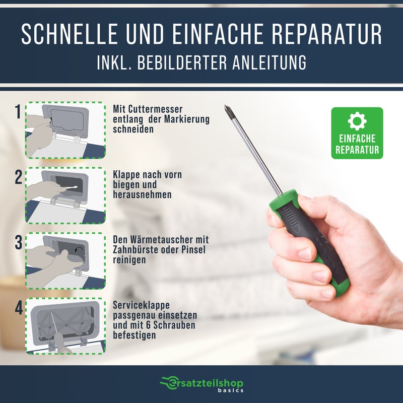 Wartungsklappe Serviceklappe Wärmetauscher passend für Bosch Siemens wie 00646776