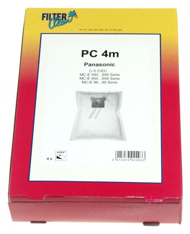 Pc4m-Beutel für Staubsauger Filterclean FL0250K 4er-Pack