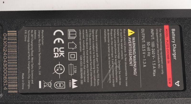 Ladegerät NIU H0102004 für E-Scooter KQi1 Sport KQi2 Pro