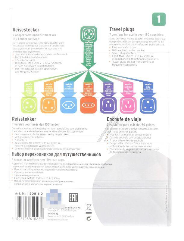 Reisestecker-Set mit 10A Sicherung Brennenstuhl 1508160 für EGRET E-Scooter Gehäuse