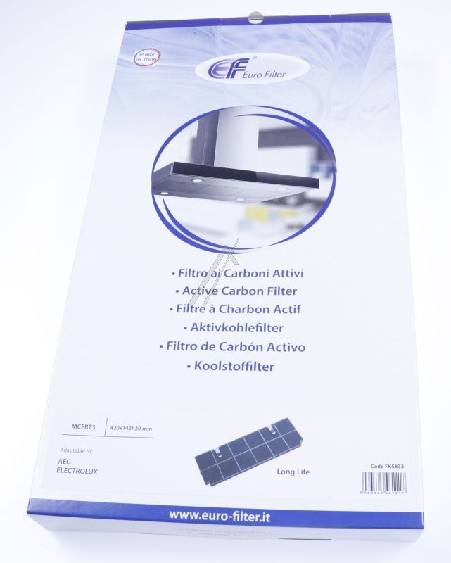 Eurofilter Kohlefilter für Dunstabzugshaube Electrolux 9029802833 LongLife 42x14,2x2 cm