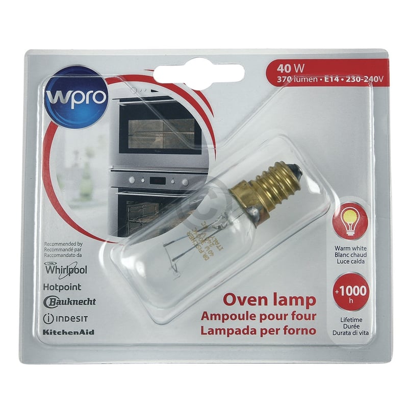 Lampe E14 40W 29mmØ 76mm 240V Wpro 484000008841 LFO136 für Backofen