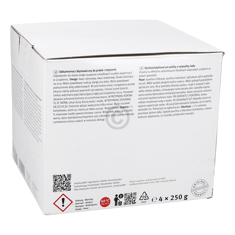 Schnellentkalker Set Bosch 00312523 für Waschmaschine Geschirrspüler 4x250g