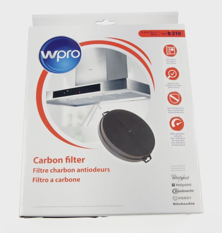 Aktivkohlefilter B210 für Ofen Whirlpool 484000008579 Rund, Bajonettverschluss