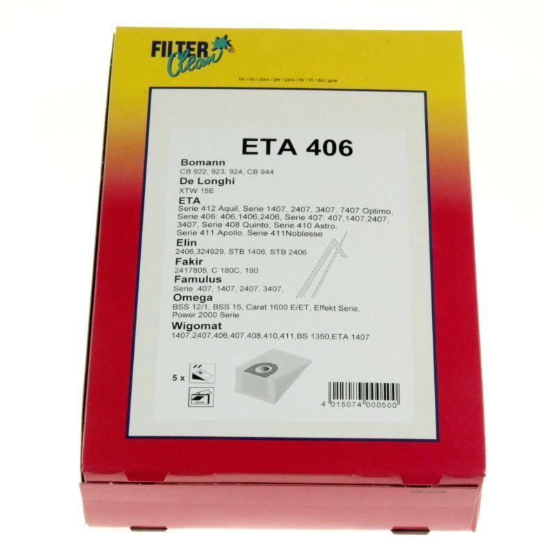 Eta406-Beutel für Staubsauger Filterclean 000062K 6 Stück