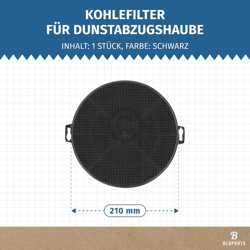 Kohlefilter 210mmØ Type210 passend für Bosch 00353121 BLUPARTS in