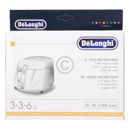 Filterset DeLonghi 5525101500 Fettfilter Kohlefilter Frittierölfilter für Fritteuse