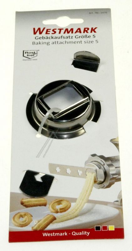Spritzgebäckvorsatz für Fleischwolf Westmark 14702270 Edelstahl, 4 Motive