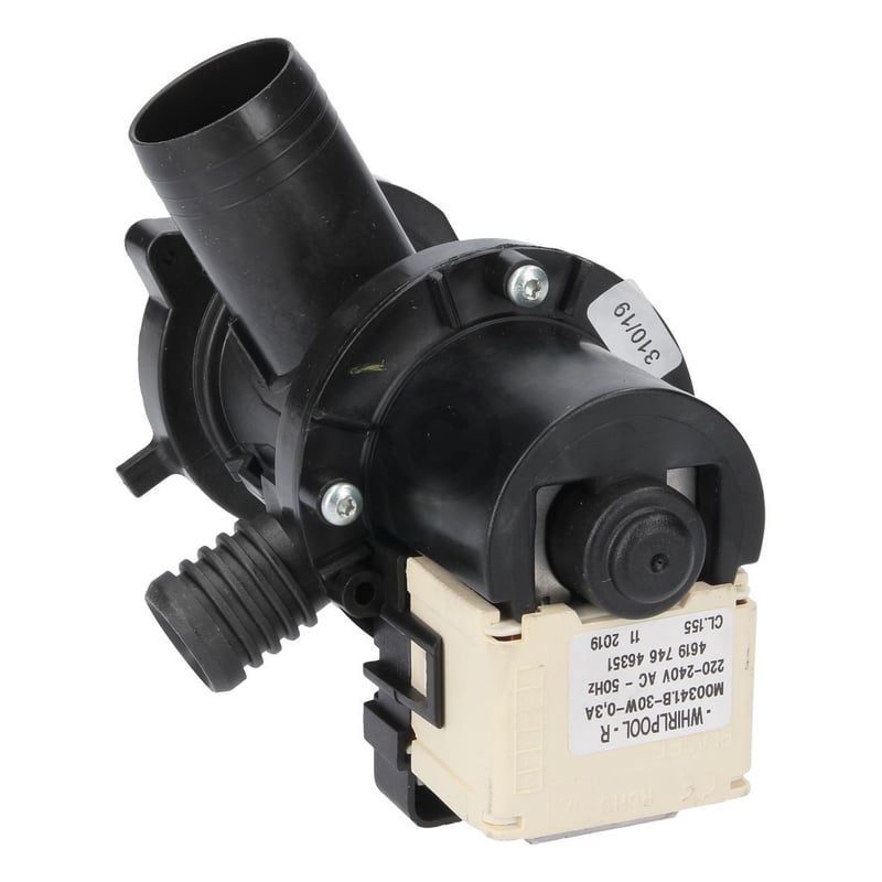 Ablaufpumpe wie Whirlpool 481010584942 Plaset mit Pumpenkopf und Sieb für Waschmaschine