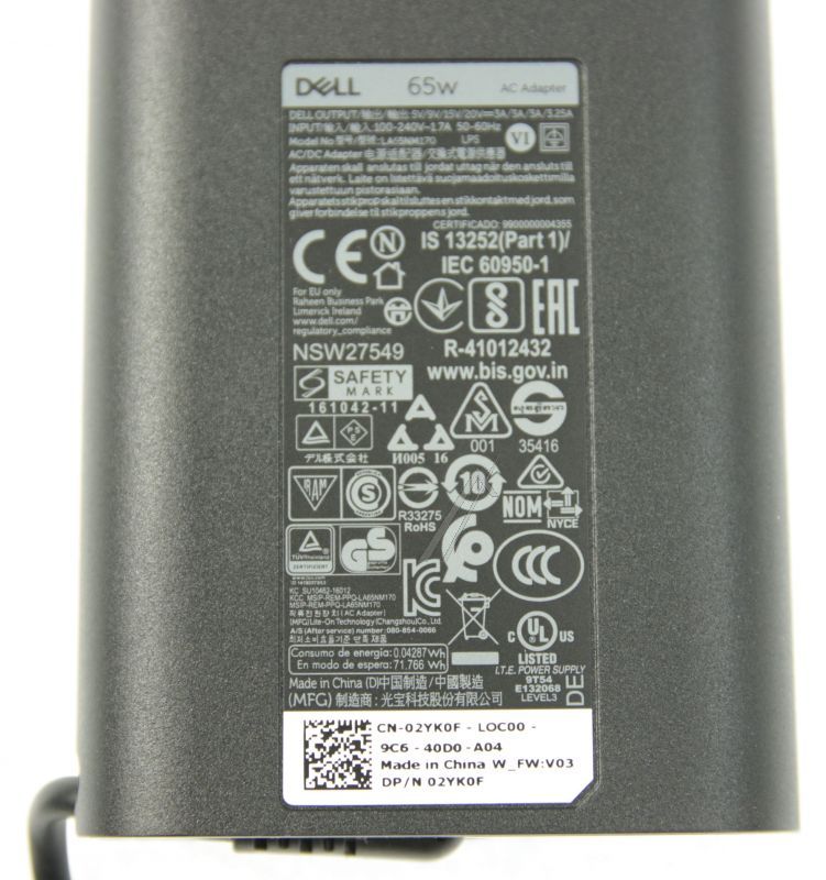 Adapter AC 65W Type-C für Staubsauger Dell 2YK0F Netzteil USB-C