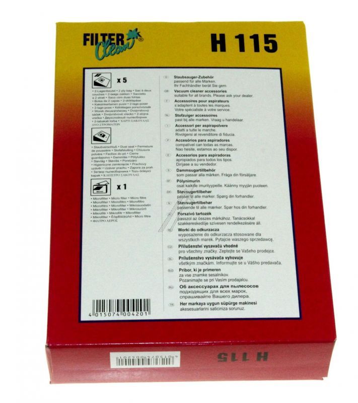H115 Beutel für Staubsauger Filterclean 000244K 5+1