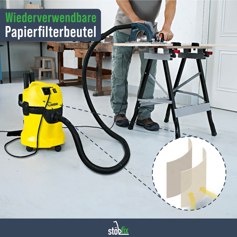 Staubsaugerbeutel wie Kärcher 6.959-130.0 [10x] - Kärcher WD3 Beutel Ersatz für Trocken-&Nasssaugen - Filtertüten für Kärcher 6959-130