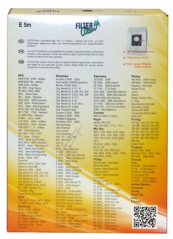 Staubbeutel für Staubsauger FilterClean FL0007K 4er-Pack