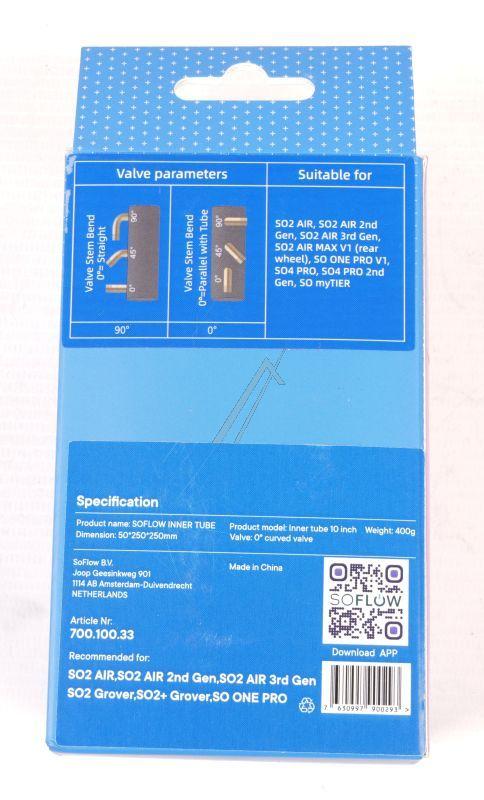 Schlauch extra stark 10" x 2mm mit Ventil SoFlow 700.100.33 für E-Scooter Reifen