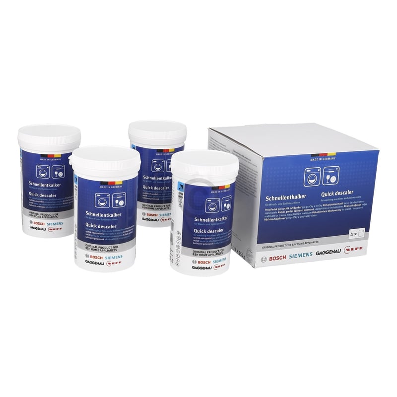 Schnellentkalker Set Bosch 00312523 für Waschmaschine Geschirrspüler 4x250g