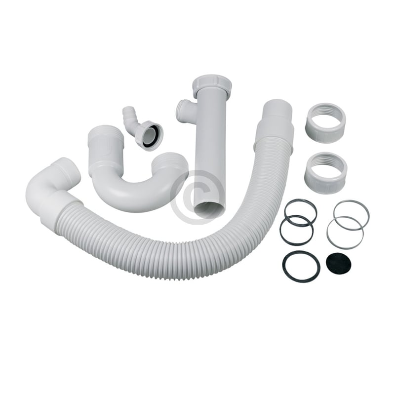 Siphon 1 1/2"x40/50mm flexibel formbar mit Geräteanschluss weiß für Spülbecken