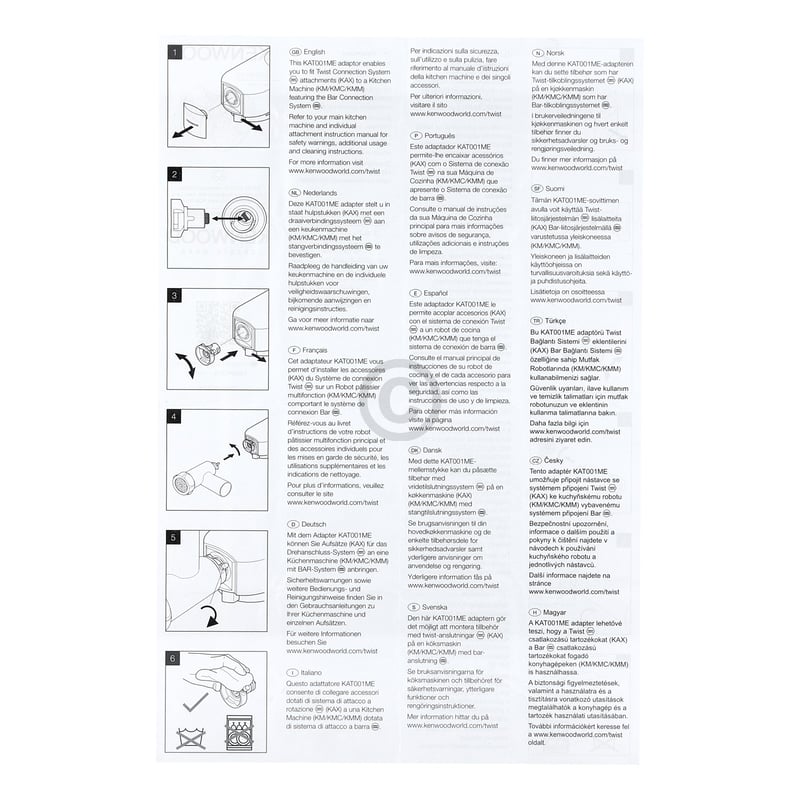 Anschlussadapter TWIST -> BAR Kenwood KAT001ME AW20011006 für Küchenmaschine