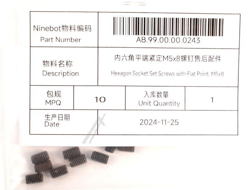 Innensechskantschrauben für E-Scooter Segway Ninebot Ab.99.00.00.0243 Flachspitze M5x8