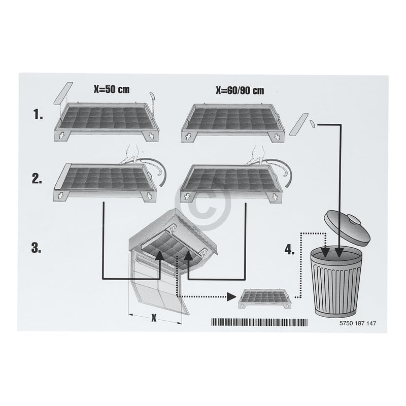 Kohlefilter Balay 00460736 450x320mm kpl mit weißem Rahmen für Dunstabzugshaube