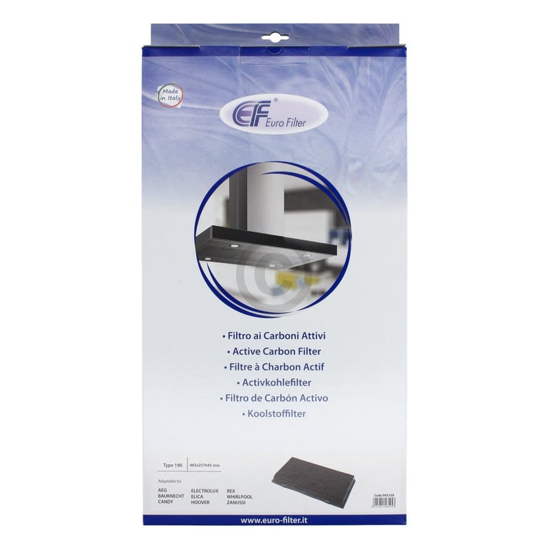 Kohlefilter Type190 wie Whirlpool 484000008578 485x270mm für Dunstabzugshaube