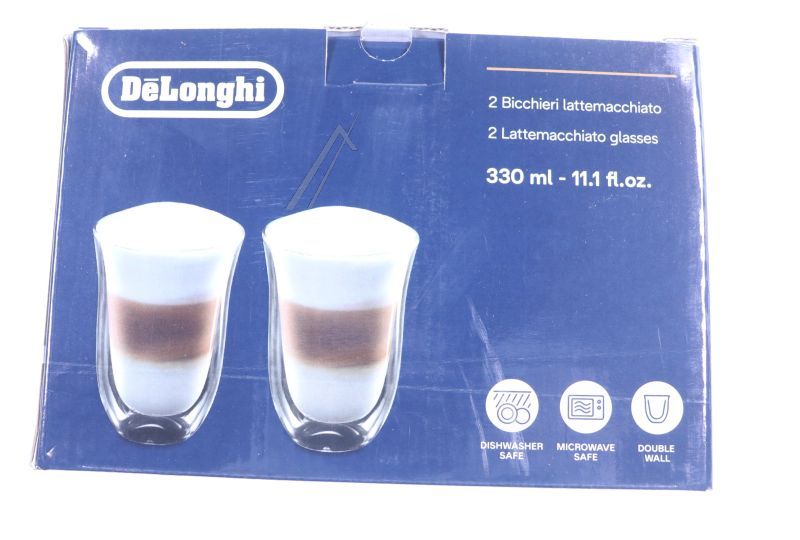 Latte Macchiato Gläser für DeLonghi Kaffeemaschine 5513284171 2er Set, doppelwandig