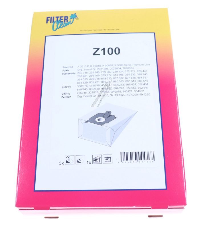 Z-UNI-1 Staubsaugerbeutel Filterclean 000294K 5 Papierbeutel + 2 Microfilter