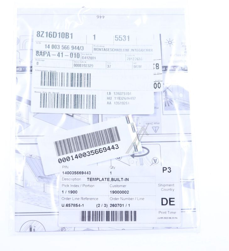 TEMPLATE,BUILT-IN für Geschirrspüler AEG 140035669443 Einbauteil