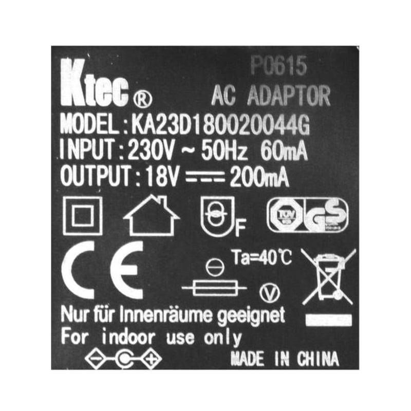 Netzteil 18V/200mA, 230V/8W, EuPII Bosch 00624650 für Staubsauger Bosch