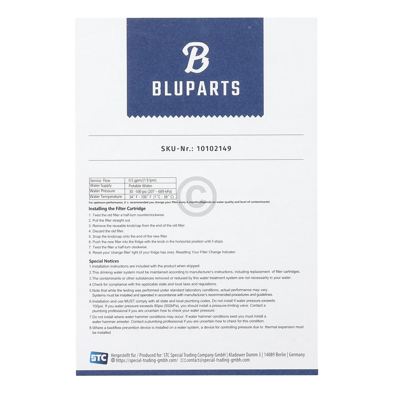 Wasserfilter passend für Bosch 11034151 BLUPARTS in Kühlschrank 10102149