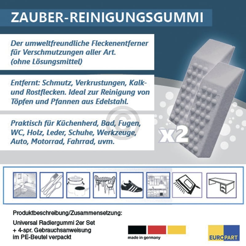 Zauber-Reinigungsgummi Fleckenentferner für Verschmutzungen aller Art 2Stk