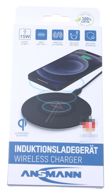 Ladegerät Wiline 15R Wireless Qi 15W für Staubsauger Ansmann 10010126 Induktives Laden