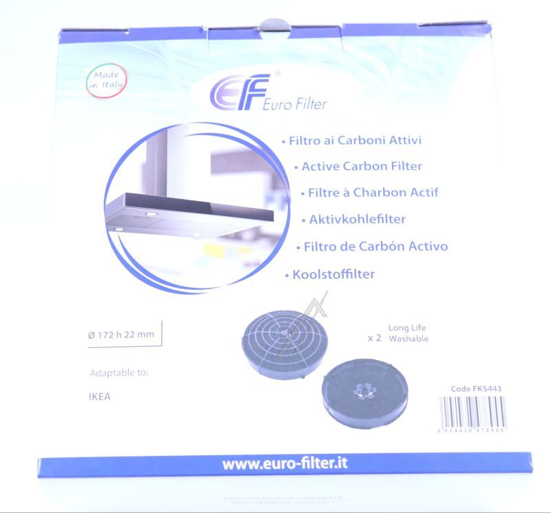 Kohlefilter Longlife für Dunstabzugshaube Eurofilter CFC0162221 2er-Set, waschbar