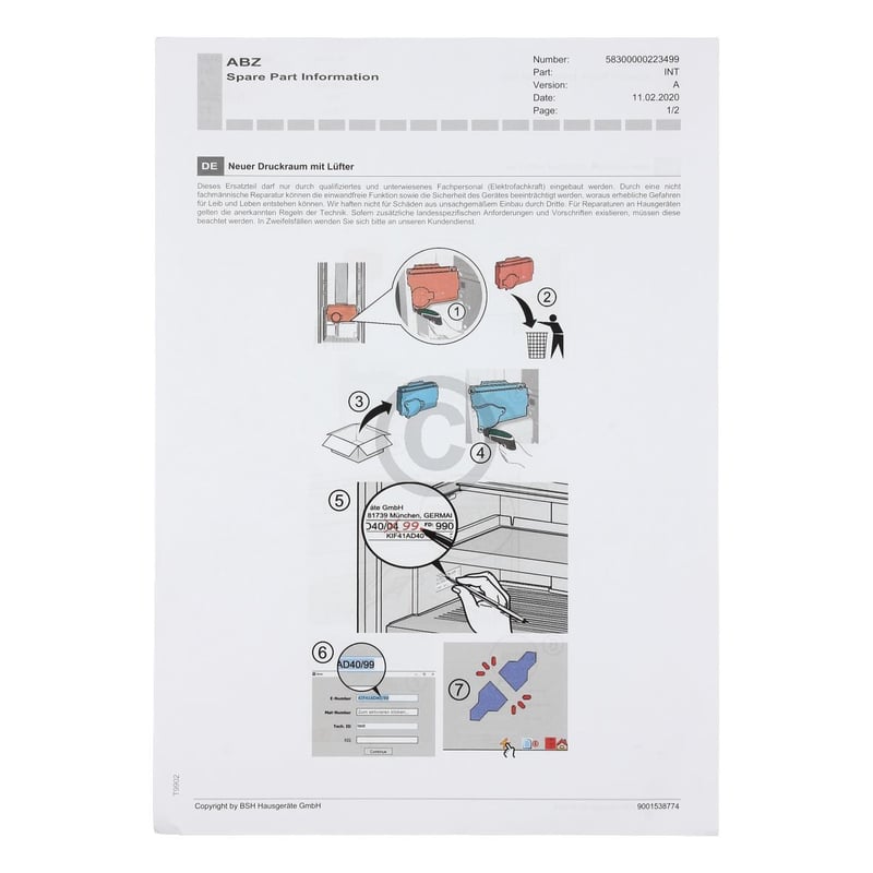 Druckraum mit Ventilator BOSCH 11036682 für Kühlschrank