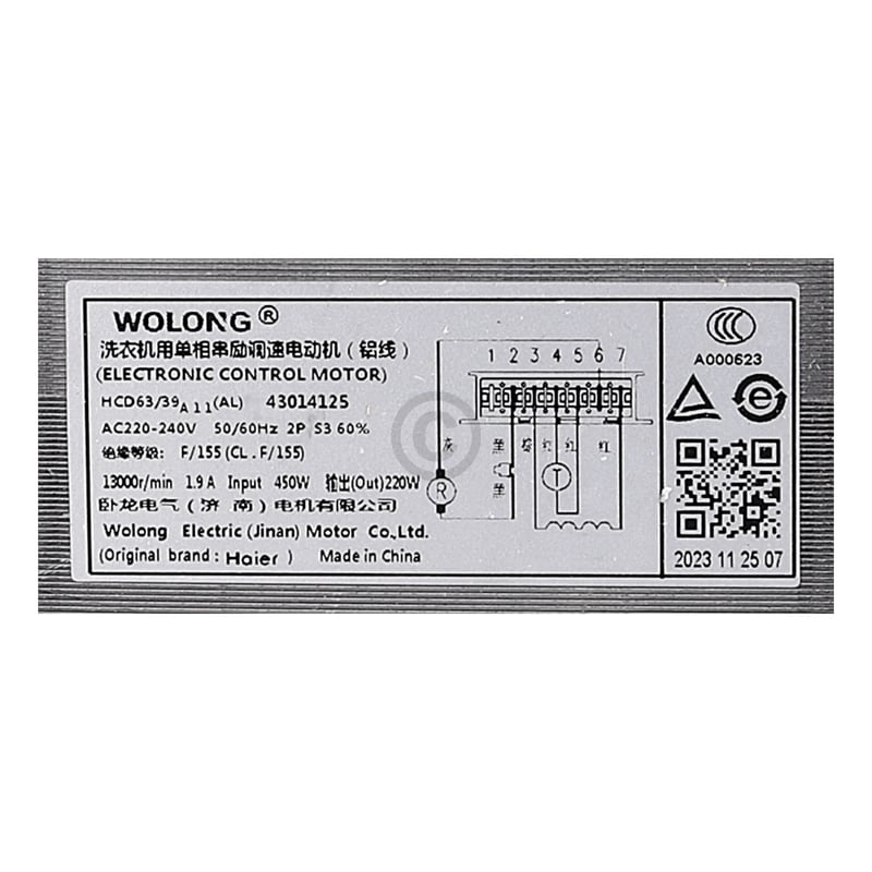 Collektormotor für Candy Waschmaschine 43014125 Antrieb