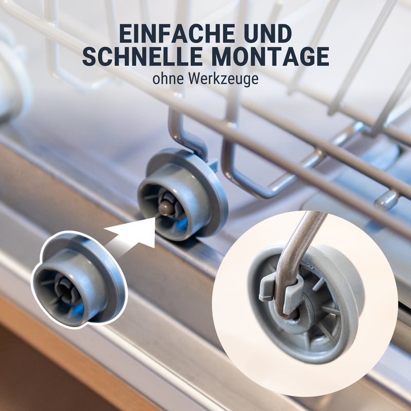 8 x Korbrollen Korbrollenset Spülmaschinen für Bosch  00165314 165314