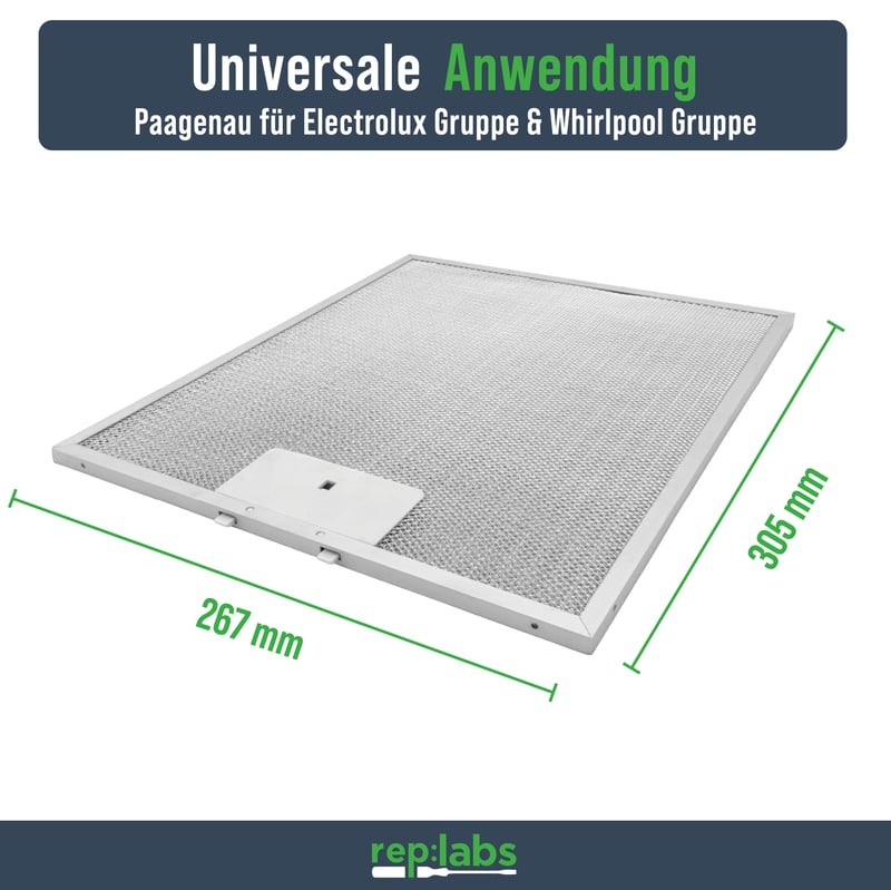 Fettfilter wie AEG 405525042/9 Metallfilter 305x267mm für Dunstabzugshaube