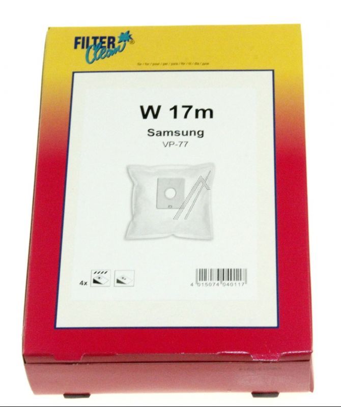 W17m Staubsaugerbeutel für Staubsauger Filterclean FL0722K 4er Pack