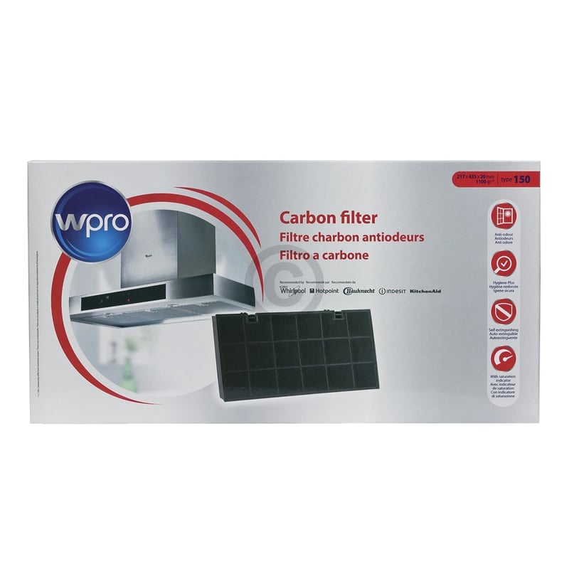 Kohlefilter Type150 Wpro 484000008580  DKF24 435x217mm für Dunstabzugshaube C00090799