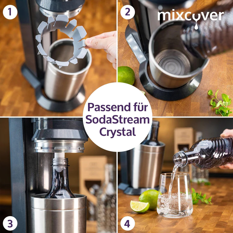Elegante Glasflasche (grau) für den SodaStream Crystal 2.0