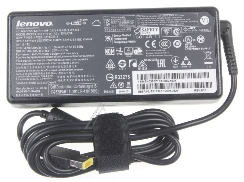 Netzteil für Lenovo Geschirrspüler 5A10J46690 20V 6.75A