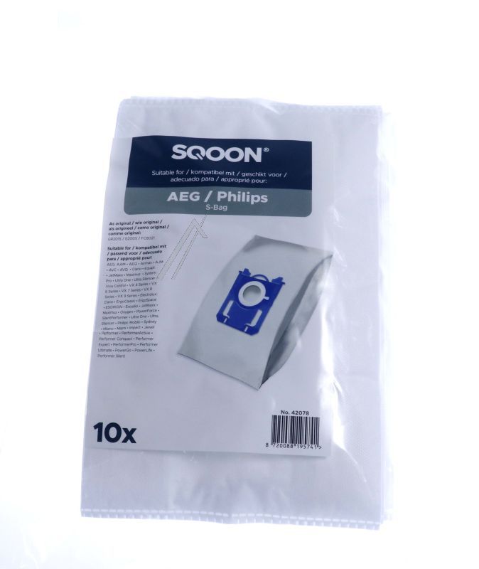 S-Bag Classic Long Performance Beutel für Staubsauger Sqoon 0312400899 10er Pack