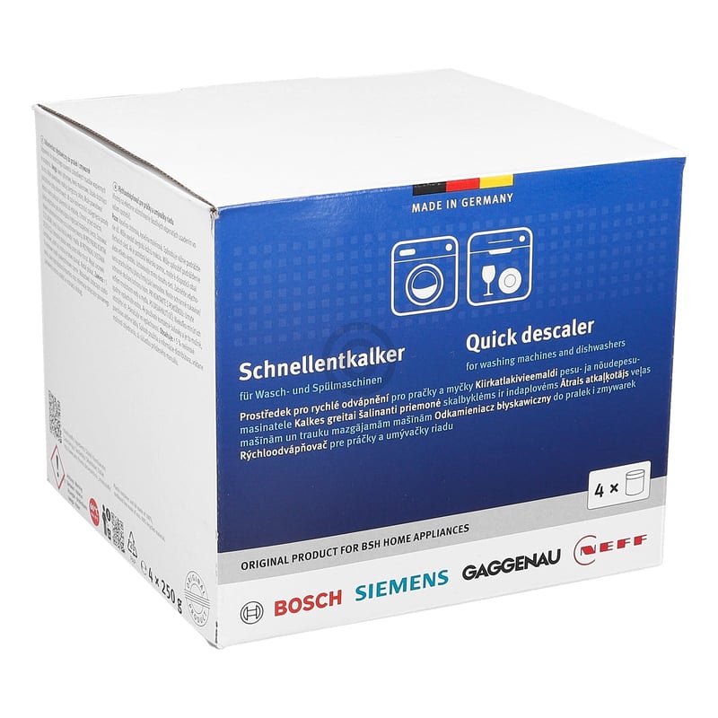 Schnellentkalker Set Bosch 00312523 für Waschmaschine Geschirrspüler 4x250g