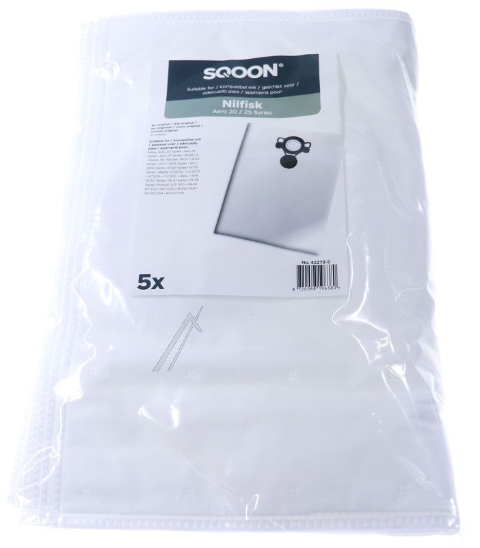 Sqoon Staubsaugerbeutel für Nilfisk Alto Aero 20/25: 5 Stück Microfaser