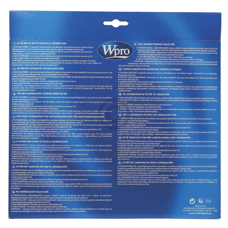 Kohlefilter Wpro 484000008577 Type200 CHF200/1 200x180mm für Dunstabzugshaube C00307663 C00090710