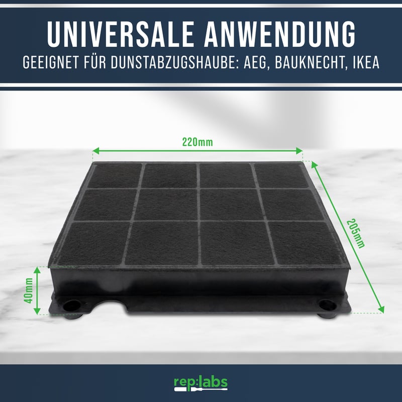 Kohlefilter wie Elica Model15 230x210mm für Dunstabzugshaube 902979381