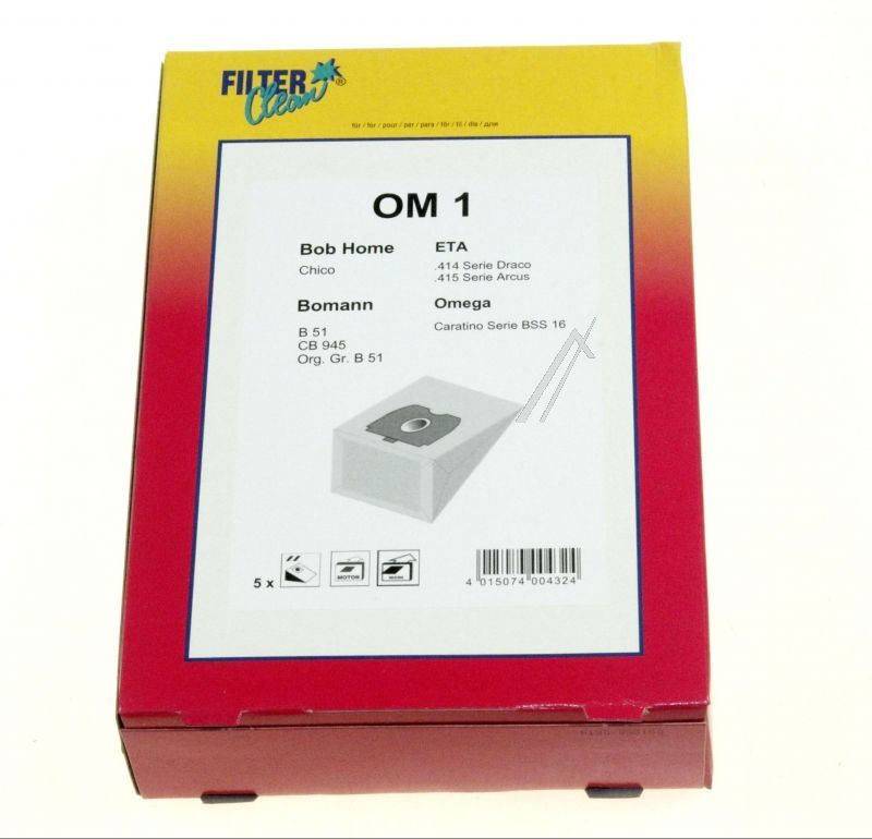 Om1-Beutel für Staubsauger Filterclean 000259K 5er-Pack