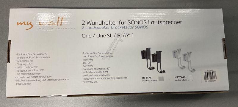 Sonos One Wandhalter Mywall weiß HS17AW für Lautsprecher, weiß